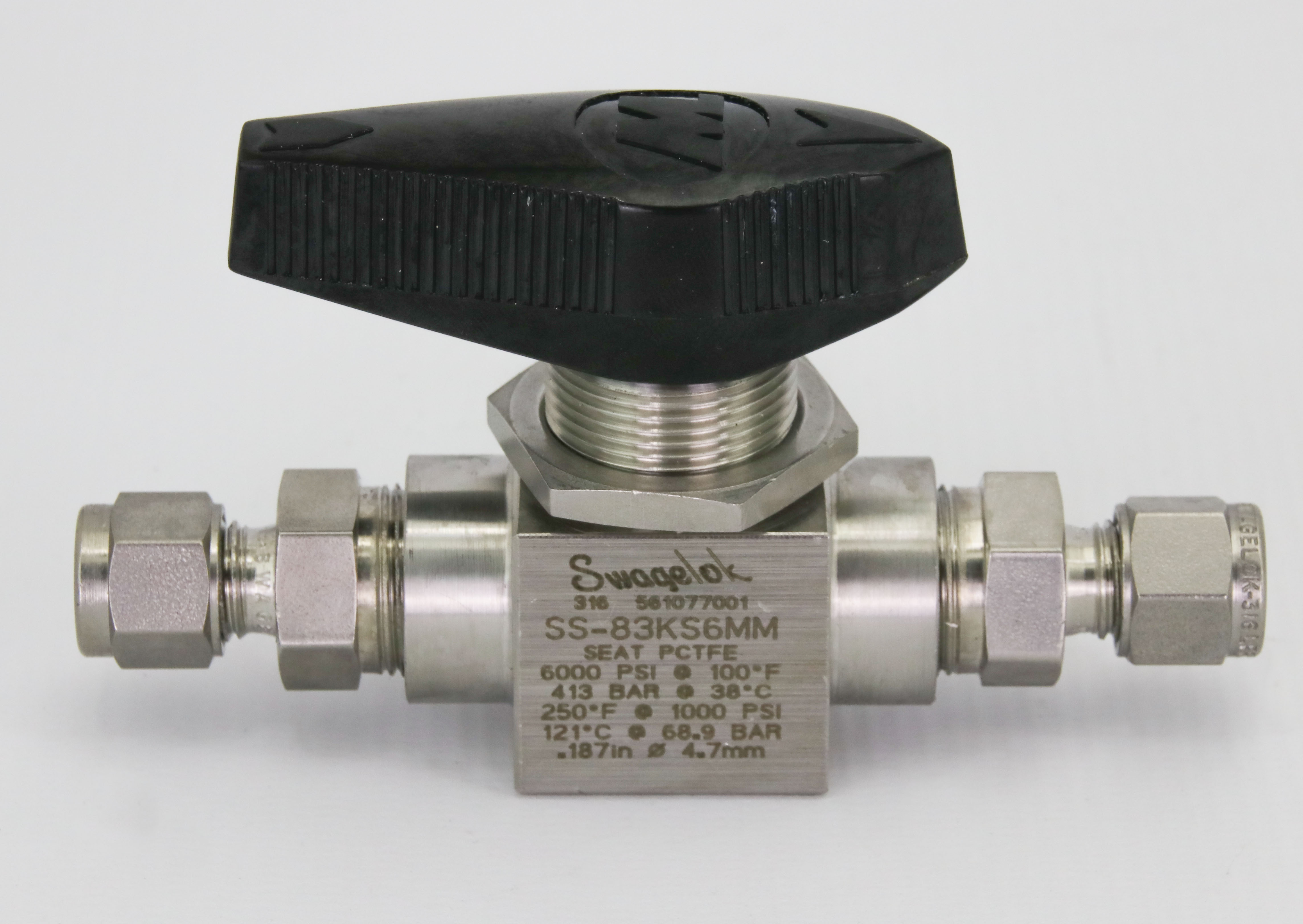 11763 SWAGELOK HIGH PRESSURE BALL VALVE, PCTFE SEATS,6MM TUBE FITTING ...